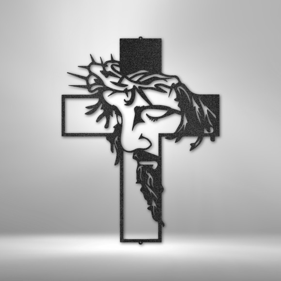 Scripture Sign Christ Cross Steel Sign Laser Cut Powder Coated Home & Office Me